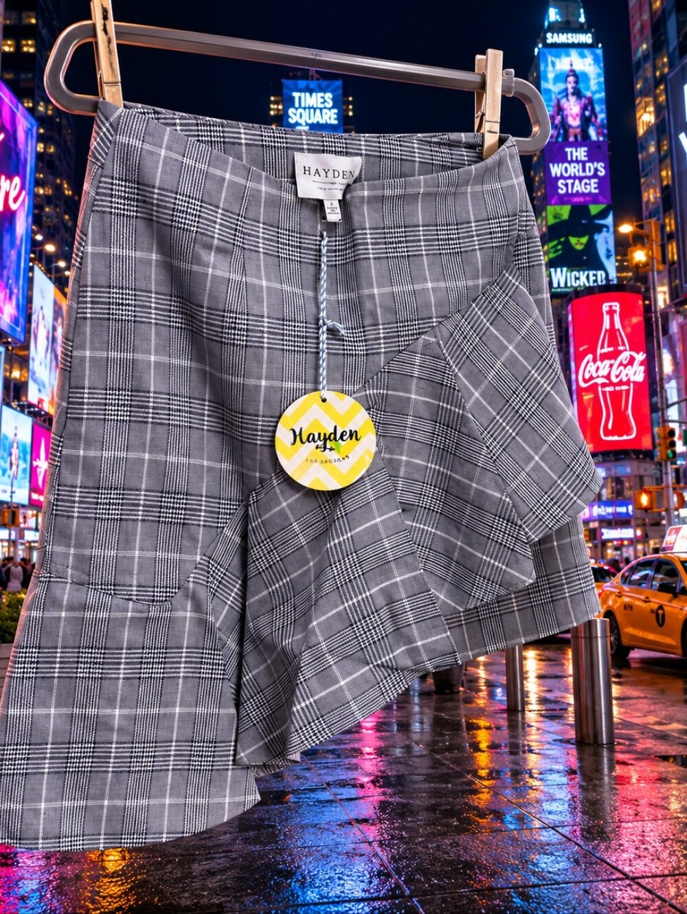 Hayden Los Angeles Asymmetrical Ruffle Plaid Mini Skirt